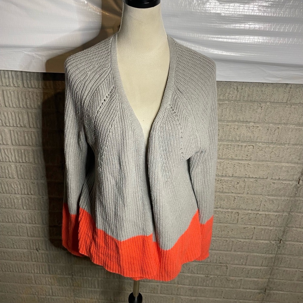 Andrea Jovine Women Gray Open Front Colorblock Knit‎ Cardigan Size 1